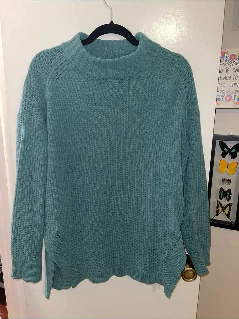 Target Teal Waffle Knit Mock Neck Sweater